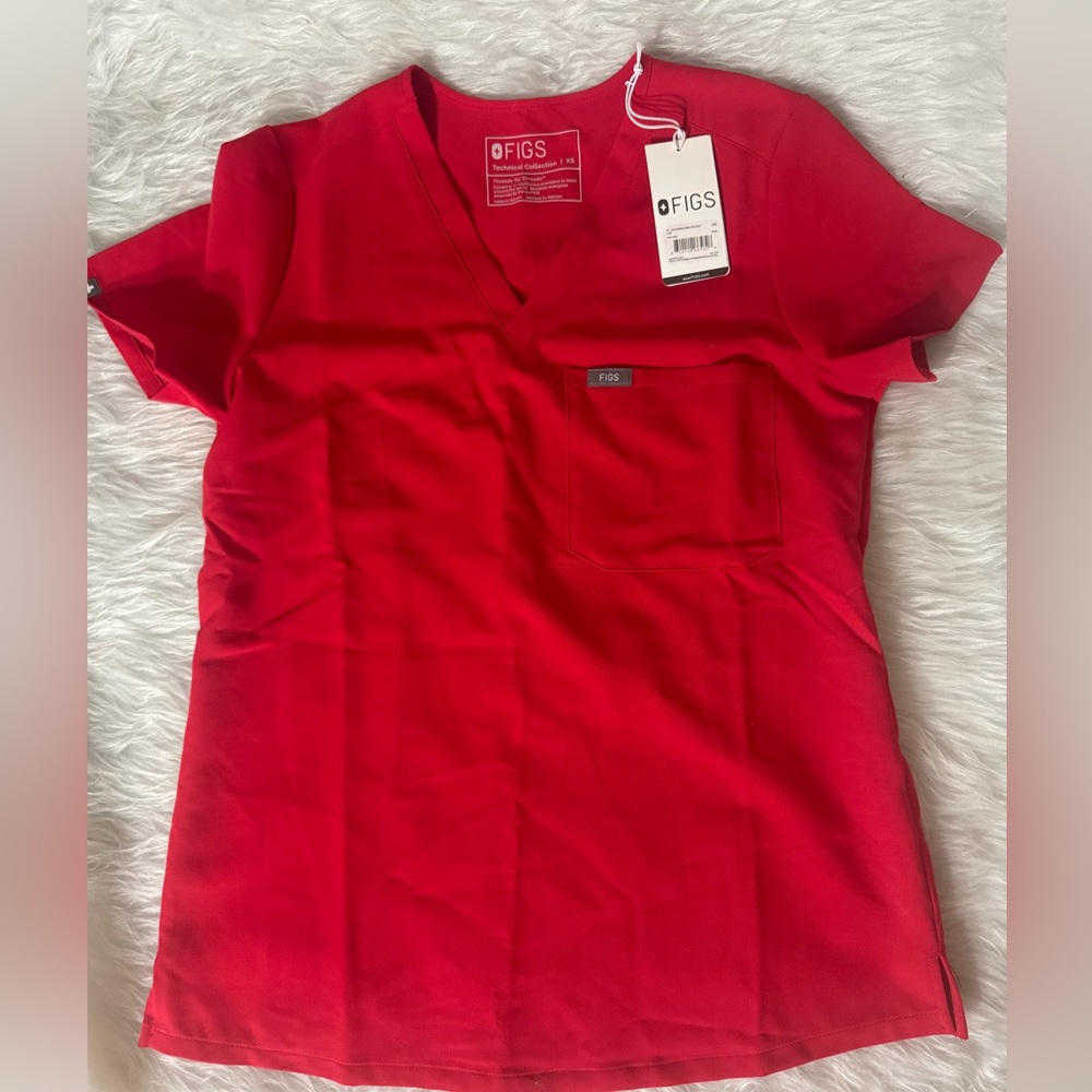 Figs Women's Red Scrub Top XS